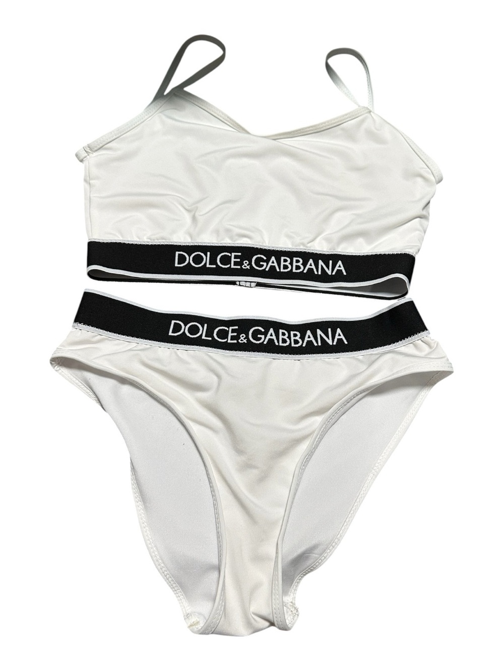 Dolce Gabbana white & black band Bikini In Size Large Preowned